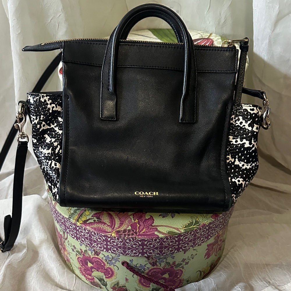 Coach Black and White Satchel
